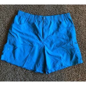 Columbia vintage blue athletic training shorts blue pockets women's large